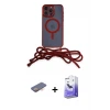 ieg™ iPhone 13 Pro Max Kılıf Eksen Özel Seri - Siyah Bilvis 5in1 5D Magic Hayalet Cam Ekran Koruyucu + Renkli Kamera Lens Koruma Cam - TU