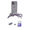 ieg™ iPhone 13 Pro Max Kılıf Eksen Özel Seri - Siyah Bilvis 5in1 5D Magic Hayalet Cam Ekran Koruyucu + Renkli Kamera Lens Koruma Cam - TU