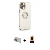 ieg™ iPhone 13 Pro Max Kılıf İz Form Serisi - Şeffaf Maxco Cam Ekran Koruyucu + Rainbow Kamera Lens Koruma Cam - MI