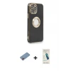 ieg™ iPhone 13 Pro Max Kılıf İz Form Serisi - Şeffaf Pasifik Cam Ekran Koruyucu + Shine Kamera Lens Koruma Cam - PE