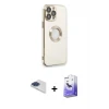 ieg™ iPhone 13 Pro Max Kılıf İz Form Serisi - Siyah Bilvis 5in1 5D Magic Hayalet Cam Ekran Koruyucu + Pers Alüminyum Kamera Lens - LT