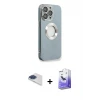 ieg™ iPhone 13 Pro Max Kılıf İz Form Serisi - Siyah Bilvis 5in1 5D Magic Hayalet Cam Ekran Koruyucu + Pers Alüminyum Kamera Lens - LT