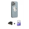 ieg™ iPhone 13 Pro Max Kılıf İz Form Serisi - Siyah Bilvis 5in1 5D Magic Hayalet Cam Ekran Koruyucu + Raze Metal Kamera Lens - GD