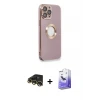 ieg™ iPhone 13 Pro Max Kılıf İz Form Serisi - Siyah Bilvis 5in1 5D Magic Hayalet Cam Ekran Koruyucu + Raze Metal Kamera Lens - GD