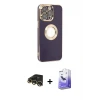 ieg™ iPhone 13 Pro Max Kılıf İz Form Serisi - Siyah Bilvis 5in1 5D Magic Hayalet Cam Ekran Koruyucu + Raze Metal Kamera Lens - GD