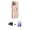 ieg™ iPhone 13 Pro Max Kılıf İz Form Serisi - Siyah Bilvis 5in1 5D Magic Hayalet Cam Ekran Koruyucu + Raze Metal Kamera Lens - GD