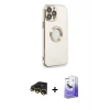 ieg™ iPhone 13 Pro Max Kılıf İz Form Serisi - Siyah Bilvis 5in1 5D Magic Hayalet Cam Ekran Koruyucu + Raze Metal Kamera Lens - GD