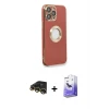 ieg™ iPhone 13 Pro Max Kılıf İz Form Serisi - Siyah Bilvis 5in1 5D Magic Hayalet Cam Ekran Koruyucu + Raze Metal Kamera Lens - GD