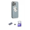 ieg™ iPhone 13 Pro Max Kılıf İz Form Serisi - Siyah Bilvis 5in1 5D Magic Hayalet Cam Ekran Koruyucu + Renkli Kamera Lens Koruma Cam - MI