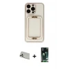 ieg™ iPhone 13 Pro Max Kılıf Kozmos Minimal Prime - Şeffaf 360 Full Body Arka Koruyucu + Rainbow Kamera Lens Koruma Cam - BZ