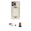 ieg™ iPhone 13 Pro Max Kılıf Kozmos Minimal Prime - Şeffaf Maxco Cam Ekran Koruyucu + Pers Alüminyum Kamera Lens - GI