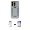 ieg™ iPhone 13 Pro Max Kılıf Kozmos Minimal Prime - Siyah Bilvis 5in1 3D Magic Cam Ekran Koruyucu + Shine Kamera Lens - GD