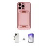ieg™ iPhone 13 Pro Max Kılıf Kozmos Minimal Prime - Siyah Bilvis 5in1 3D Magic Cam Ekran Koruyucu + Shine Kamera Lens - GD