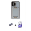 ieg™ iPhone 13 Pro Max Kılıf Kozmos Minimal Prime - Siyah Bilvis 5in1 5D Magic Hayalet Cam Ekran Koruyucu + Renkli Kamera Lens Koruma Cam - MI