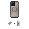ieg™ iPhone 13 Pro Max Kılıf Kutup Modern - Siyah Bilvis 3D Mat Cam Ekran Koruyucu + Shine Kamera Lens Koruma Cam - GI