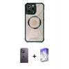 ieg™ iPhone 13 Pro Max Kılıf Kutup Modern - Siyah Bilvis 5in1 3D Magic Cam Ekran Koruyucu + Neon Fosforlu Kamera Lens - BZ