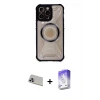 ieg™ iPhone 13 Pro Max Kılıf Kutup Modern - Siyah Bilvis 5in1 3D Magic Cam Ekran Koruyucu + Rainbow Kamera Lens Koruma Cam - MR
