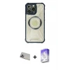 ieg™ iPhone 13 Pro Max Kılıf Kutup Modern - Siyah Bilvis 5in1 3D Magic Cam Ekran Koruyucu + Rainbow Kamera Lens Koruma Cam - MR