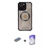 ieg™ iPhone 13 Pro Max Kılıf Kutup Modern - Siyah Bilvis 5in1 3D Magic Cam Ekran Koruyucu + Renkli Kamera Lens Koruma Cam - YL
