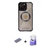 ieg™ iPhone 13 Pro Max Kılıf Kutup Modern - Siyah Bilvis 5in1 5D Magic Hayalet Cam Ekran Koruyucu + Renkli Kamera Lens Koruma Cam - MI