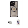 ieg™ iPhone 13 Pro Max Kılıf Kutup Modern - Siyah Joko 5D Cam + Rainbow Kamera Lens Koruma Cam - MR