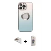 ieg™ iPhone 13 Pro Max Kılıf Kutup Yansıma Özel Seri - Siyah Bilvis 3D Cam Ekran Koruyucu + Pers Alüminyum Kamera Lens - GD