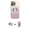 ieg™ iPhone 13 Pro Max Kılıf Kutup Yansıma Özel Seri - Siyah Bilvis 3D Cam Ekran Koruyucu + Rainbow Kamera Lens Koruma Cam - MI