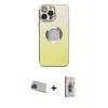ieg™ iPhone 13 Pro Max Kılıf Kutup Yansıma Özel Seri - Siyah Bilvis 3D Cam Ekran Koruyucu + Rainbow Kamera Lens Koruma Cam - MI