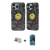 ieg™ iPhone 13 Pro Max Kılıf Nova Doku Koleksiyonu - Siyah 18D Cam Ekran Koruyucu + Rainbow Kamera Lens Koruma Cam - MR