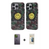 ieg™ iPhone 13 Pro Max Kılıf Nova Doku Koleksiyonu - Siyah 6D Mat Seramik Hayalet Nano Ekran Koruyucu + Neon Fosforlu Kamera Lens - YL