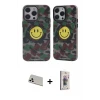 ieg™ iPhone 13 Pro Max Kılıf Nova Doku Koleksiyonu - Siyah Bilvis 3D Cam Ekran Koruyucu + Rainbow Kamera Lens Koruma Cam - BZ