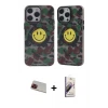 ieg™ iPhone 13 Pro Max Kılıf Nova Doku Koleksiyonu - Siyah Bilvis 3D Mat Cam Ekran Koruyucu + Rainbow Kamera Lens Koruma Cam - KI