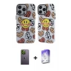 ieg™ iPhone 13 Pro Max Kılıf Nova Doku Koleksiyonu - Siyah Bilvis 5in1 3D Magic Cam Ekran Koruyucu + Neon Fosforlu Kamera Lens - YL