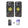 ieg™ iPhone 13 Pro Max Kılıf Nova Doku Koleksiyonu - Siyah Bilvis 5in1 3D Magic Cam Ekran Koruyucu + Neon Fosforlu Kamera Lens - YL