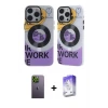 ieg™ iPhone 13 Pro Max Kılıf Nova Doku Koleksiyonu - Siyah Bilvis 5in1 3D Magic Cam Ekran Koruyucu + Neon Fosforlu Kamera Lens - YL