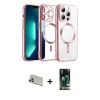 ieg™ iPhone 13 Pro Max Kılıf Nova Işık Özel Seri - Şeffaf 360 Full Body Arka Koruyucu + Rainbow Kamera Lens Koruma Cam - BZ
