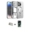 ieg™ iPhone 13 Pro Max Kılıf Nova Işık Özel Seri - Şeffaf 360 Full Body Arka Koruyucu + Rainbow Kamera Lens Koruma Cam - BZ
