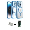 ieg™ iPhone 13 Pro Max Kılıf Nova Işık Özel Seri - Şeffaf 360 Full Body Arka Koruyucu + Rainbow Kamera Lens Koruma Cam - BZ