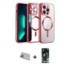 ieg™ iPhone 13 Pro Max Kılıf Nova Işık Özel Seri - Şeffaf 360 Full Body Arka Koruyucu + Rainbow Kamera Lens Koruma Cam - BZ