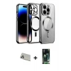 ieg™ iPhone 13 Pro Max Kılıf Nova Işık Özel Seri - Şeffaf 360 Full Body Arka Koruyucu + Rainbow Kamera Lens Koruma Cam - BZ
