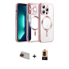 ieg™ iPhone 13 Pro Max Kılıf Nova Işık Özel Seri - Şeffaf Maxco Cam Ekran Koruyucu + Rainbow Kamera Lens Koruma Cam - KI