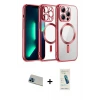 ieg™ iPhone 13 Pro Max Kılıf Nova Işık Özel Seri - Şeffaf Pasifik Cam Ekran Koruyucu + Rainbow Kamera Lens Koruma Cam - MI