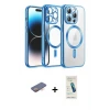 ieg™ iPhone 13 Pro Max Kılıf Nova Işık Özel Seri - Şeffaf Pasifik Cam Ekran Koruyucu + Renkli Kamera Lens Koruma Cam - TU