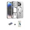 ieg™ iPhone 13 Pro Max Kılıf Nova Işık Özel Seri - Şeffaf Pasifik Cam Ekran Koruyucu + Renkli Kamera Lens Koruma Cam - TU