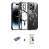 ieg™ iPhone 13 Pro Max Kılıf Nova Işık Özel Seri - Şeffaf Pasifik Cam Ekran Koruyucu + Renkli Kamera Lens Koruma Cam - TU