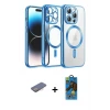 ieg™ iPhone 13 Pro Max Kılıf Nova Işık Özel Seri - Siyah 18D Cam Ekran Koruyucu + Renkli Kamera Lens Koruma Cam - PE