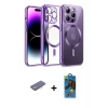 ieg™ iPhone 13 Pro Max Kılıf Nova Işık Özel Seri - Siyah 18D Cam Ekran Koruyucu + Renkli Kamera Lens Koruma Cam - PE