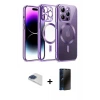 ieg™ iPhone 13 Pro Max Kılıf Nova Işık Özel Seri - Siyah 3D Antistatik Hayalet Cam Ekran Koruyucu + Pers Alüminyum Kamera Lens - LT