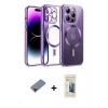 ieg™ iPhone 13 Pro Max Kılıf Nova Işık Özel Seri - Siyah 6D Mat Seramik Hayalet Nano Ekran Koruyucu + Metal Kamera Lens Koruma Cam - KI