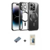 ieg™ iPhone 13 Pro Max Kılıf Nova Işık Özel Seri - Siyah 6D Mat Seramik Hayalet Nano Ekran Koruyucu + Metal Kamera Lens Koruma Cam - KI